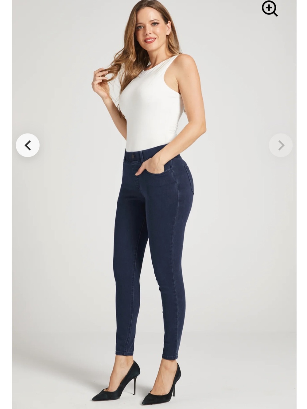 Betabrand Deep Indigo Stretch Skinny Yoga Denim Jeans (L)